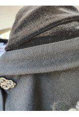 Cloakmakers.com 5924-Washable Black Wool Blend Cloak w/ Pockets & Black Velvet Hood Lining