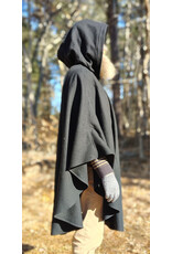 Cloakmakers.com 5924-Washable Black Wool Blend Cloak w/ Pockets & Black Velvet Hood Lining