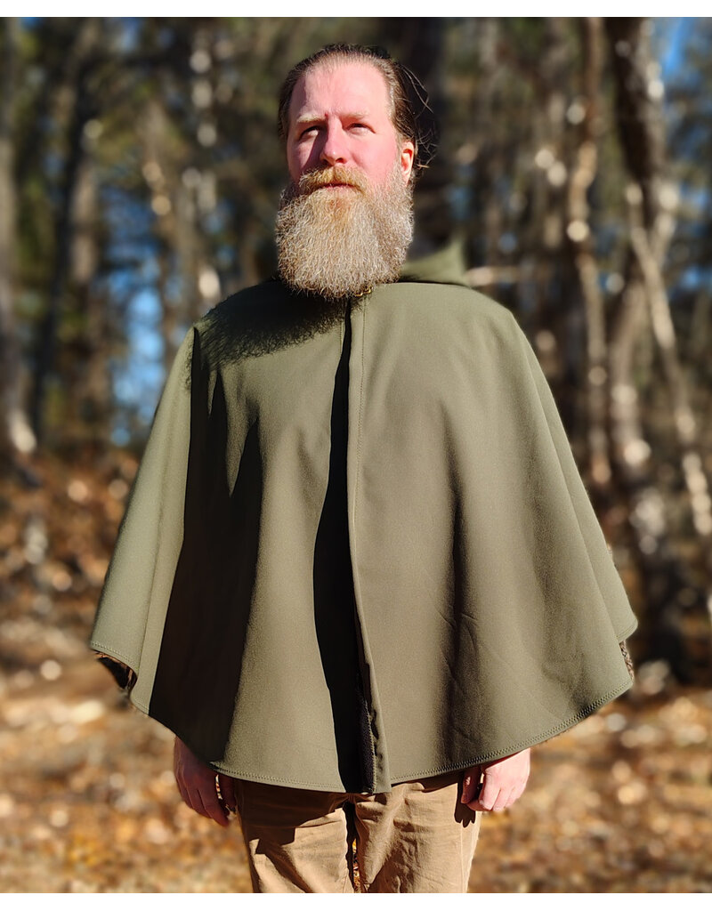 Cloakmakers.com 5925-Washable Sage Green Raincloak w/ Black Fleece Interior & Antique Bronze Tone Clasp