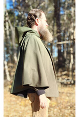Cloakmakers.com 5925-Washable Sage Green Raincloak w/ Black Fleece Interior & Antique Bronze Tone Clasp