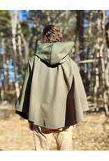 Cloakmakers.com 5925-Washable Sage Green Raincloak w/ Black Fleece Interior & Antique Bronze Tone Clasp