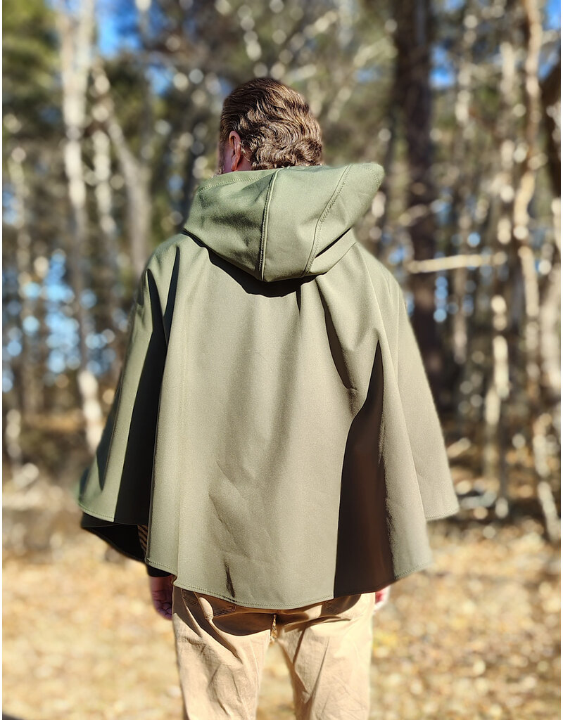Cloakmakers.com 5925-Washable Sage Green Raincloak w/ Black Fleece Interior & Antique Bronze Tone Clasp