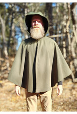 Cloakmakers.com 5925-Washable Sage Green Raincloak w/ Black Fleece Interior & Antique Bronze Tone Clasp