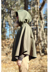 Cloakmakers.com 5925-Washable Sage Green Raincloak w/ Black Fleece Interior & Antique Bronze Tone Clasp