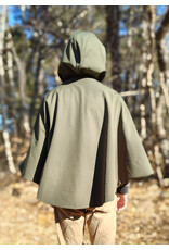 Cloakmakers.com 5925-Washable Sage Green Raincloak w/ Black Fleece Interior & Antique Bronze Tone Clasp