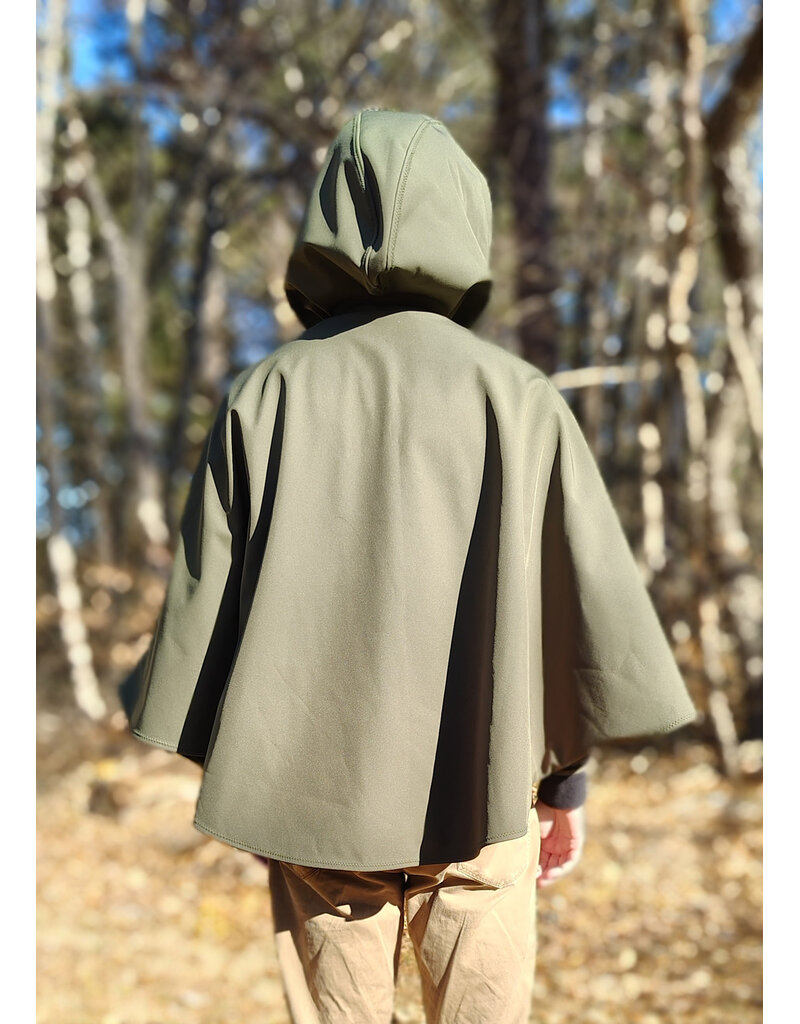 Cloakmakers.com 5925-Washable Sage Green Raincloak w/ Black Fleece Interior & Antique Bronze Tone Clasp