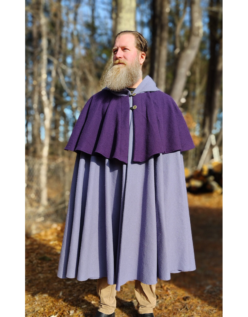Cloakmakers.com 5926-Washable Purple & Lavender Mantle Cloak w/ Purple Velvet Hood Lining & Dual Button & Loop Clasp