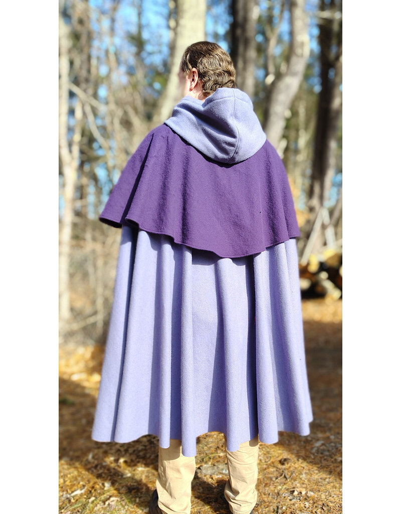 Cloakmakers.com 5926-Washable Purple & Lavender Mantle Cloak w/ Purple Velvet Hood Lining & Dual Button & Loop Clasp