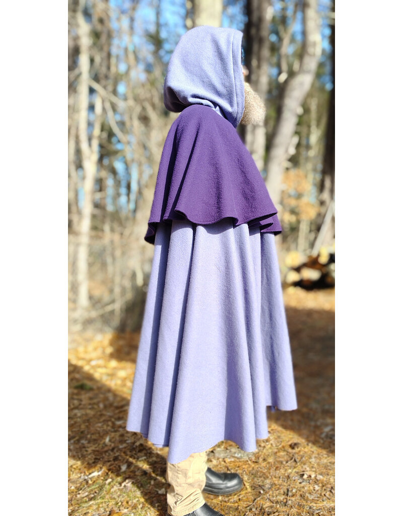 Cloakmakers.com 5926-Washable Purple & Lavender Mantle Cloak w/ Purple Velvet Hood Lining & Dual Button & Loop Clasp