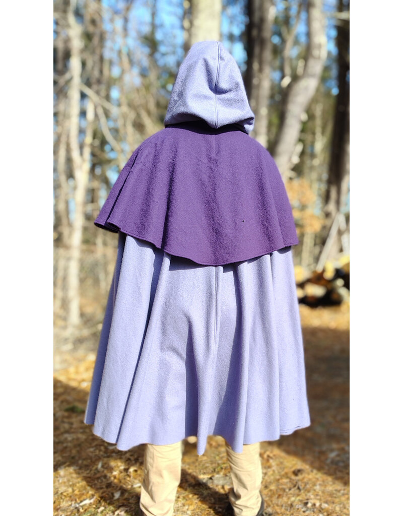 Cloakmakers.com 5926-Washable Purple & Lavender Mantle Cloak w/ Purple Velvet Hood Lining & Dual Button & Loop Clasp