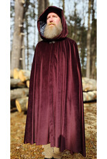 Cloakmakers.com 5927-Washable Purplish Maroon Velvet Cloak w/ Black Velvet Hood Lining & Silver Tone Clasp