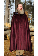 Cloakmakers.com 5927-Washable Purplish Maroon Velvet Cloak w/ Black Velvet Hood Lining & Silver Tone Clasp