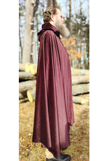 Cloakmakers.com 5927-Washable Purplish Maroon Velvet Cloak w/ Black Velvet Hood Lining & Silver Tone Clasp