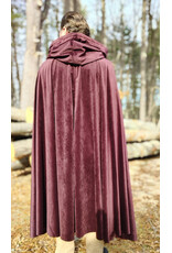 Cloakmakers.com 5927-Washable Purplish Maroon Velvet Cloak w/ Black Velvet Hood Lining & Silver Tone Clasp