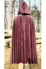 Cloakmakers.com 5927-Washable Purplish Maroon Velvet Cloak w/ Black Velvet Hood Lining & Silver Tone Clasp