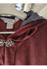 Cloakmakers.com 5927-Washable Purplish Maroon Velvet Cloak w/ Black Velvet Hood Lining & Silver Tone Clasp