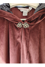 Cloakmakers.com 5927-Washable Purplish Maroon Velvet Cloak w/ Black Velvet Hood Lining & Silver Tone Clasp