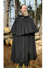 Cloakmakers.com 5928-Lightweight Black Wool Mantle Cloak w/ Black Velvet Hood Lining