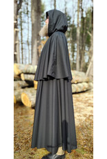 Cloakmakers.com 5928-Lightweight Black Wool Mantle Cloak w/ Black Velvet Hood Lining