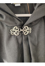 Cloakmakers.com 5928-Lightweight Black Wool Mantle Cloak w/ Black Velvet Hood Lining