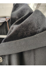 Cloakmakers.com 5928-Lightweight Black Wool Mantle Cloak w/ Black Velvet Hood Lining