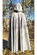 Cloakmakers.com 5929-Light Grey Wool Blend Cloak w/ Black Velvet Hood Lining & Triple Medallion Clasp