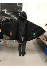 Cloakmakers.com 5938-Washable Black Faux Wool Cloak w/ Iced Plum Velvet Hood Lining & Multiple Dragon Embroidery