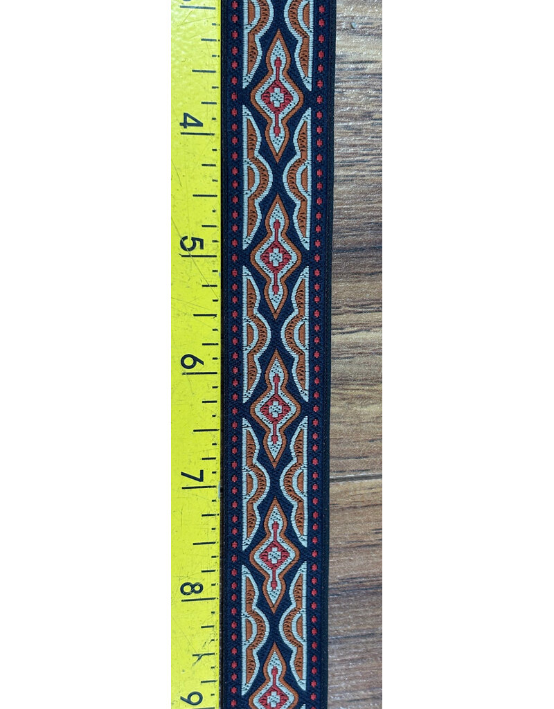 Cloakmakers.com Long Diamond Geometric Wide Trim - Red/Grey/Curry on Black