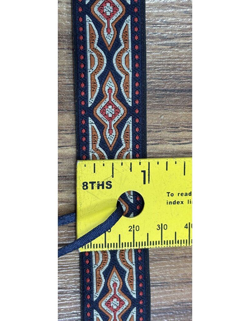 Cloakmakers.com Long Diamond Geometric Wide Trim - Red/Grey/Curry on Black