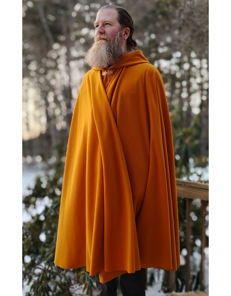 Cloakmakers.com 5939-Washable Goldish Yellow Fleece Cloak w/ Long Liripipe Hood & Rain Resistance