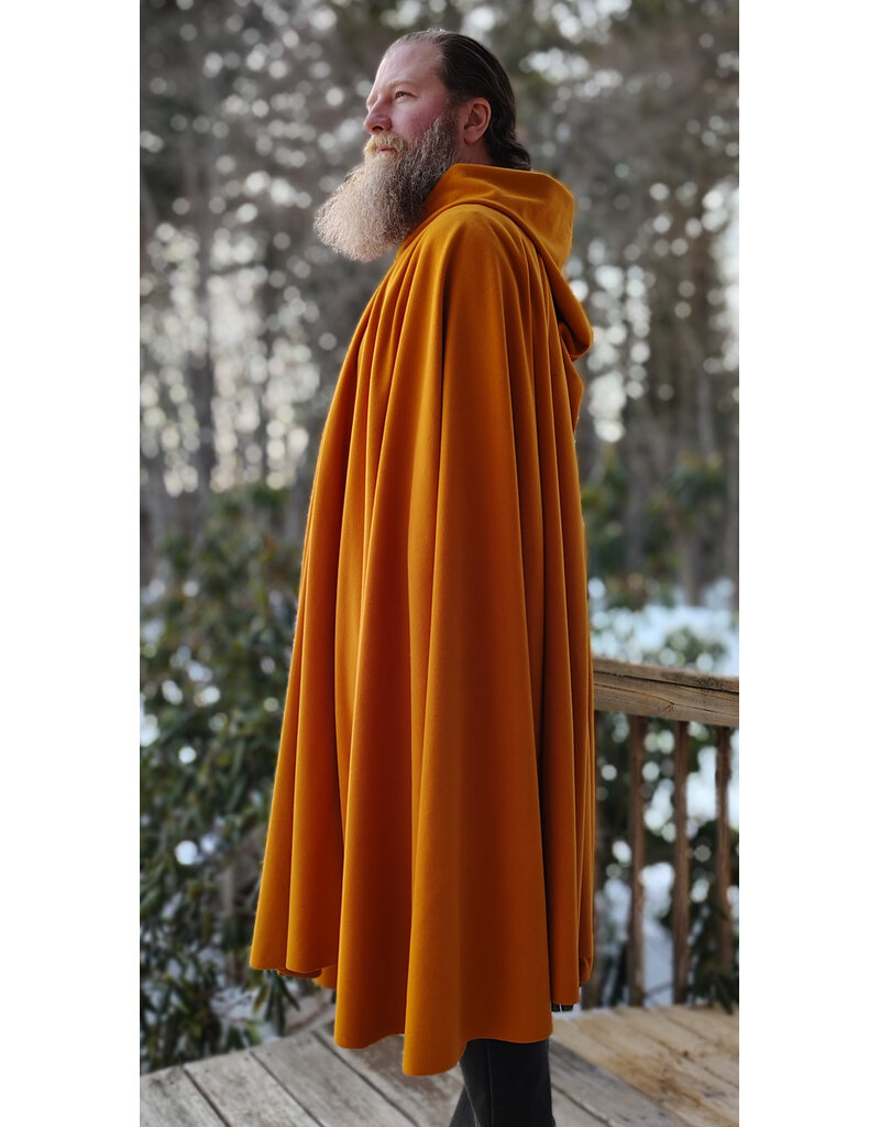 Cloakmakers.com 5939-Washable Goldish Yellow Fleece Cloak w/ Long Liripipe Hood & Rain Resistance