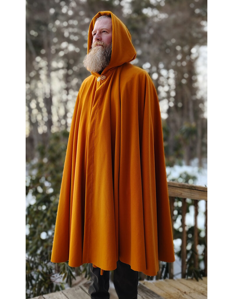 Cloakmakers.com 5939-Washable Goldish Yellow Fleece Cloak w/ Long Liripipe Hood & Rain Resistance