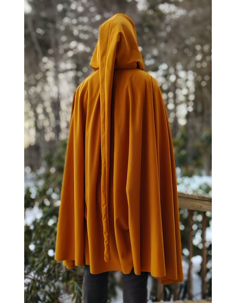 Cloakmakers.com 5939-Washable Goldish Yellow Fleece Cloak w/ Long Liripipe Hood & Rain Resistance