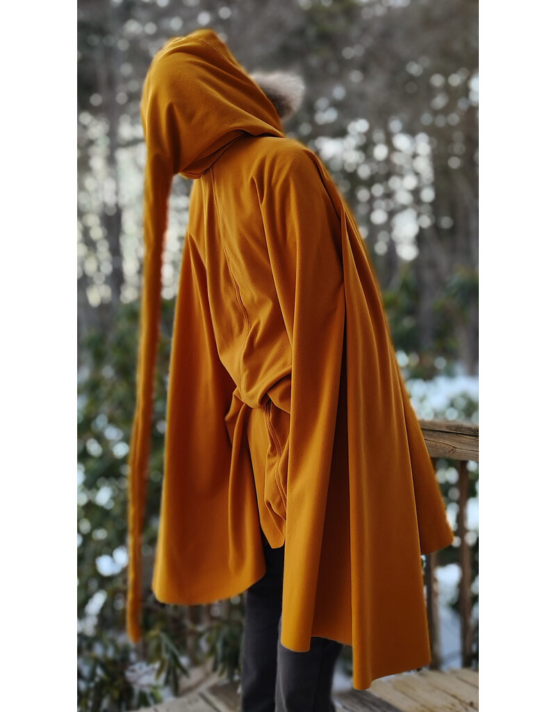 Cloakmakers.com 5939-Washable Goldish Yellow Fleece Cloak w/ Long Liripipe Hood & Rain Resistance