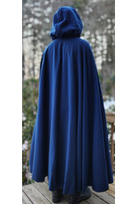 Cloakmakers.com 5940-Washable Blue Woven Wool Cloak w/ Blue Velvet Hood Lining & Celtic Rosette Clasp