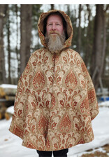 Cloakmakers.com 5941-Washable Tan and Copper Brocade Cloak w/ Tan Velveteen Hood Lining & Pockets