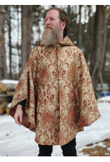 Cloakmakers.com 5941-Washable Tan and Copper Brocade Cloak w/ Tan Velveteen Hood Lining & Pockets
