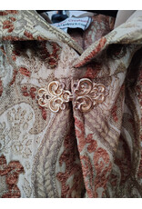 Cloakmakers.com 5941-Washable Tan and Copper Brocade Cloak w/ Tan Velveteen Hood Lining & Pockets