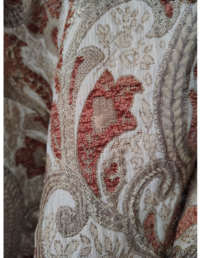 Cloakmakers.com 5941-Washable Tan and Copper Brocade Cloak w/ Tan Velveteen Hood Lining & Pockets