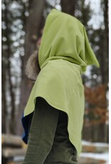 Cloakmakers.com H552-Washable Green & Blue Fleece Hooded Cowl w/ Celtic Wreath Embroidery