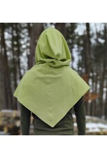 Cloakmakers.com H552-Washable Green & Blue Fleece Hooded Cowl w/ Celtic Wreath Embroidery