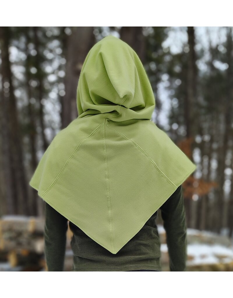 Cloakmakers.com H552-Washable Green & Blue Fleece Hooded Cowl w/ Celtic Wreath Embroidery