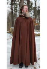 Cloakmakers.com 5942-Brown Wool Blend Cloak w/ Brown Velvet Hood Lining & Bronze Tone Clasp