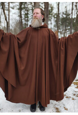Cloakmakers.com 5942-Brown Wool Blend Cloak w/ Brown Velvet Hood Lining & Bronze Tone Clasp