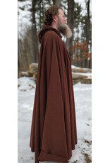 Cloakmakers.com 5942-Brown Wool Blend Cloak w/ Brown Velvet Hood Lining & Bronze Tone Clasp