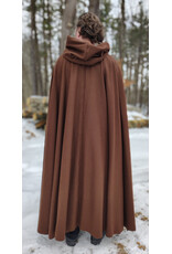 Cloakmakers.com 5942-Brown Wool Blend Cloak w/ Brown Velvet Hood Lining & Bronze Tone Clasp