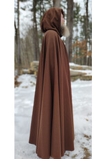 Cloakmakers.com 5942-Brown Wool Blend Cloak w/ Brown Velvet Hood Lining & Bronze Tone Clasp