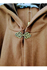 Cloakmakers.com 5942-Brown Wool Blend Cloak w/ Brown Velvet Hood Lining & Bronze Tone Clasp