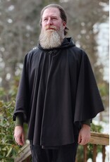 Cloakmakers.com 5943-Washable Black Fleece Ruana Cloak w/ Rain Resistance & Silver Tone Clasp