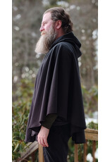 Cloakmakers.com 5943-Washable Almost Black Fleece Ruana Cloak w/ Rain Resistance & Silver Tone Clasp